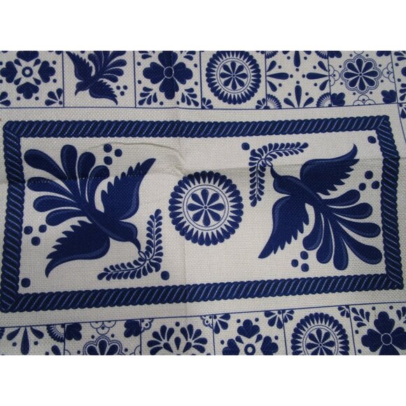 Talavera Tile Print Cotton Fabric Placemats Set Of 4 Blue White EUC - Picture 13 of 15